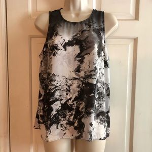 BLACK & WHITE FLOWY CLOUD LINE BLOUSE